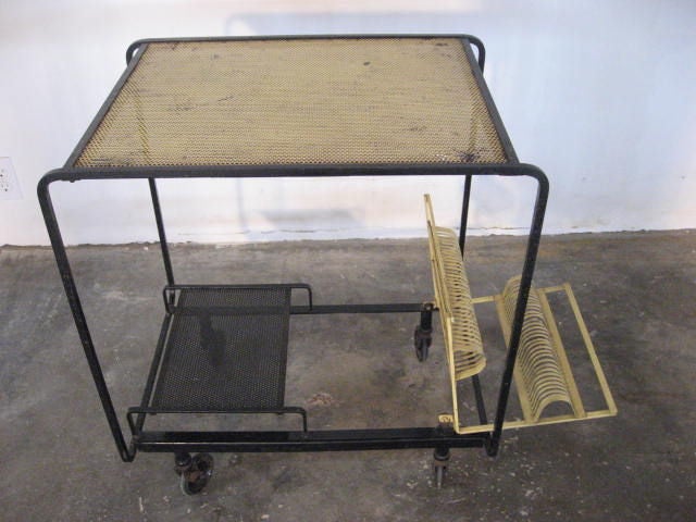 French Mid-Century Rolling Cart by Mathieu Mategot