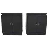 Vintage Pair of Black Stained Side Tables by Drexel
