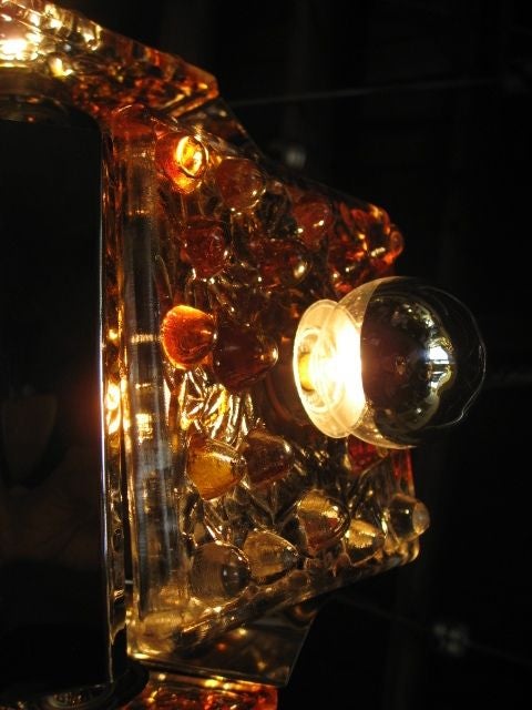 Late 20th Century Italian Chrome Ceiling Lamp with Murano Glass