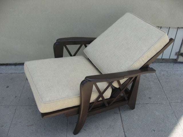 Wood Pair of Chairs in the Manner of Jacques Adnet