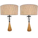 Pair of Maple and Iron Table Lamps