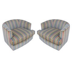 Pair of  Barrel  Back  Swivel Chairs by Milo Baughman