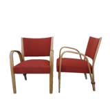 Pair of Bow Wood 1950s Armchairs by Steiner