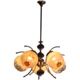 Italian 1970s Murano Glass and Chrome Chandelier