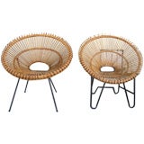 Set of 2 Bamboo Chairs by Jacques Hitier