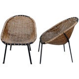Pair of  French Rattan Kids Chairs by Joseph Motte