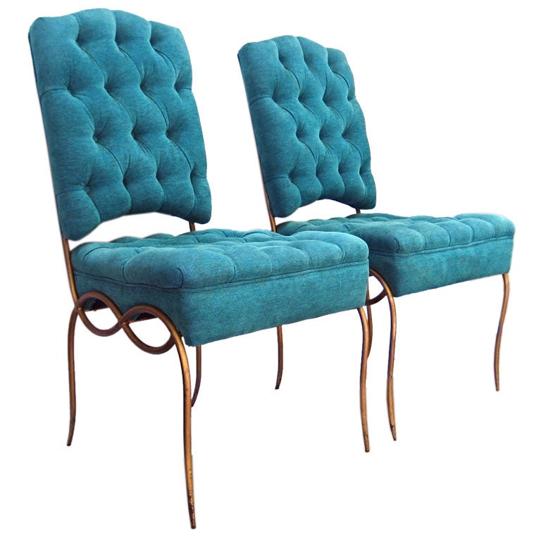 Pair of Gilt Serpent chairs by Rene Drouet