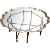 Brass frame coffee table with Tortoise lacquer base by Baker