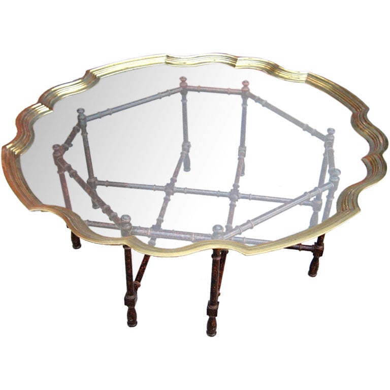 Brass frame coffee table with Tortoise lacquer base by Baker
