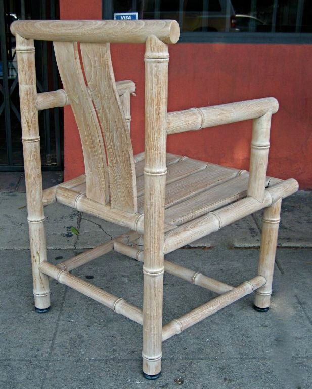 SET OF FOUR CERUSED TEAK K'ANG CHAIRS BY MCGUIRE 1