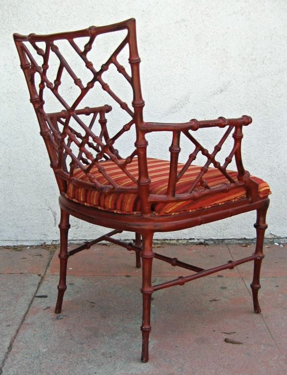 Cast metal faux Bamboo armchair by Phyllis Morris For Sale at 1stDibs