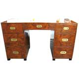 SUPERB ITALIAN OYSTER BURL CAMPAIGN DESK