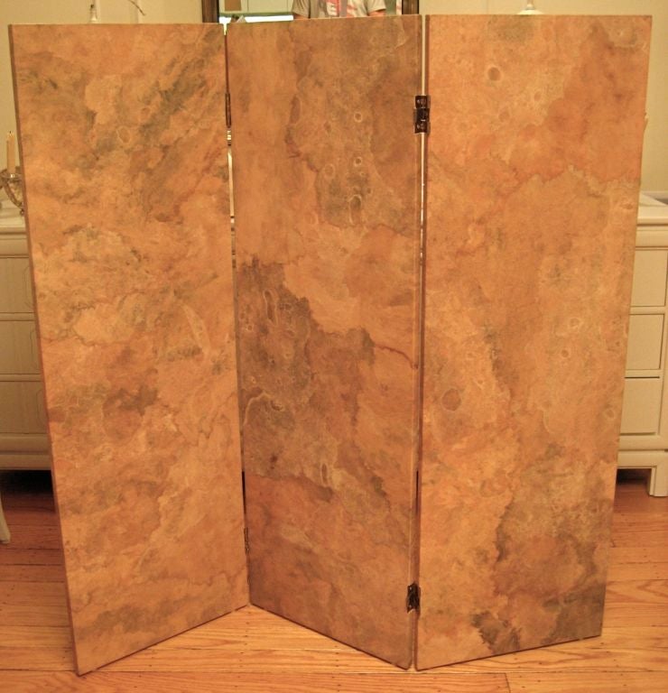 Three panel Parchment screen on horizontal grain, solid Alder underlayment.