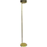 Modern Torchiere with louvred brass shade