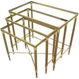 Maison Bagues Nesting table with Mirror bordered glass tops Maison Bagues Nesting table with Mirror bordered glass tops