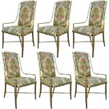 Set of six Italian faux Bamboo brass dining chairs