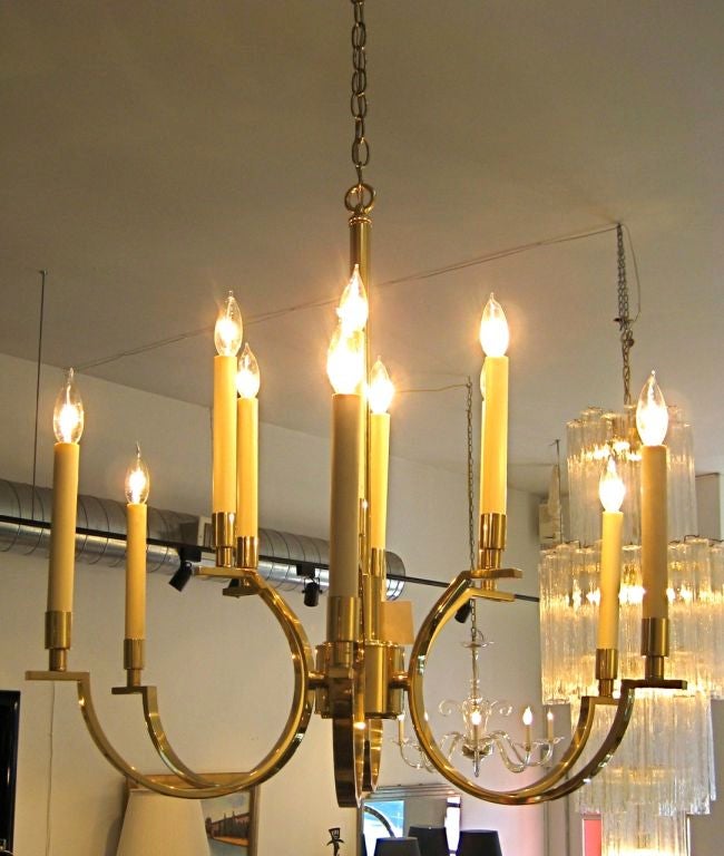 NeoClassical Moderne Brass Chandelier