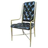 Six Brass Italian Faux Bamboo Dining Chairs