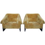 Pair of Rosewood and Suede Lounge chairs by Percival Lafer