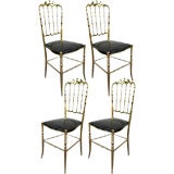 Set of four Chiavari chairs with Patent leather upholstery