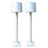 Retro Pair of plaster Spiral floor lamps by Michael Taylor