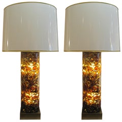 Colossal pair of Interior Lit Cracked Resin lamps