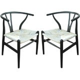 Pair of Early CH24 Wishbone chairs by Hans Wegner