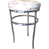 Vintage Nickel plated Faux Bamboo vanity stool