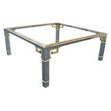 Polished Steel & Brass Asian Modern Coffee table by Mastercraft