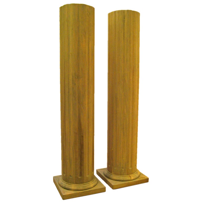 Large pair of Pickled Wood Columns For Sale at 1stdibs