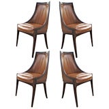 Set of four Harvey Probber Sabre leg leather lounge chairs