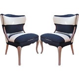 Pair of Hollywood Regency Wingback side chairs