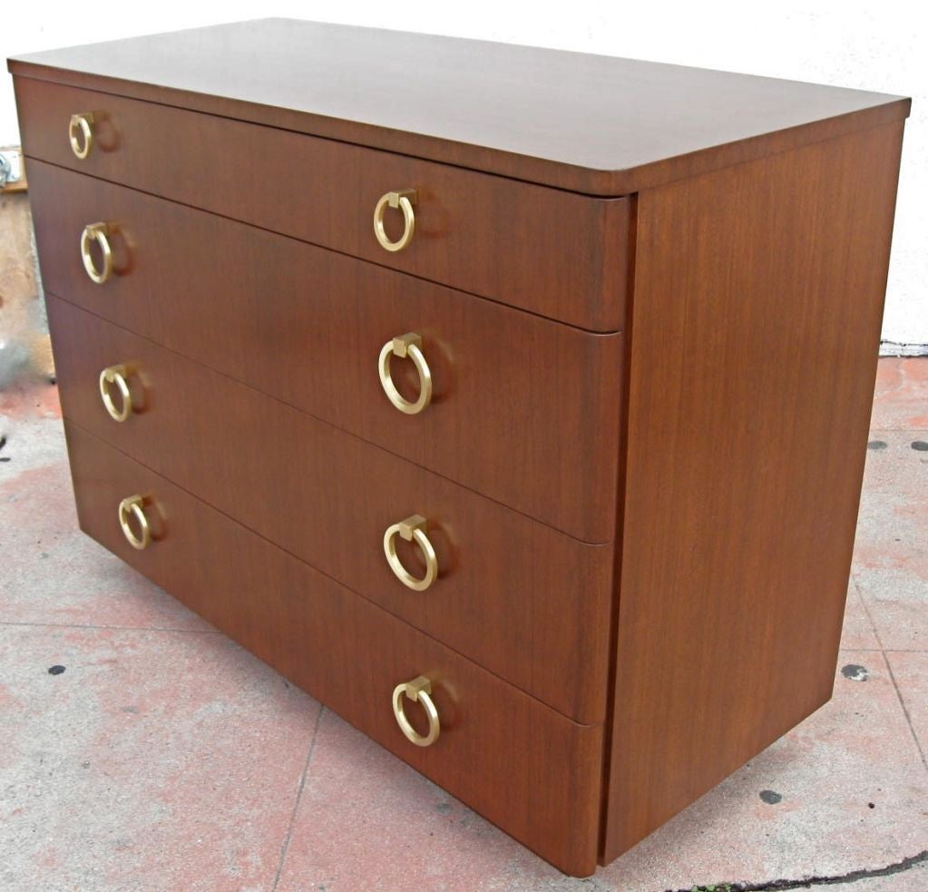 Walnut Bachelor's Chest with Brass Ring pulls