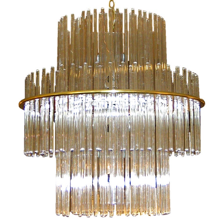 Glam 70
s Glass Rod Chandelier by Lightolier