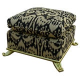 Gilt Scroll foot stool with Ikat Upholstery