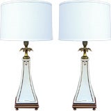 Retro Pair of Obelisk form lamps with Lenox Porcelain bases by Stiffel