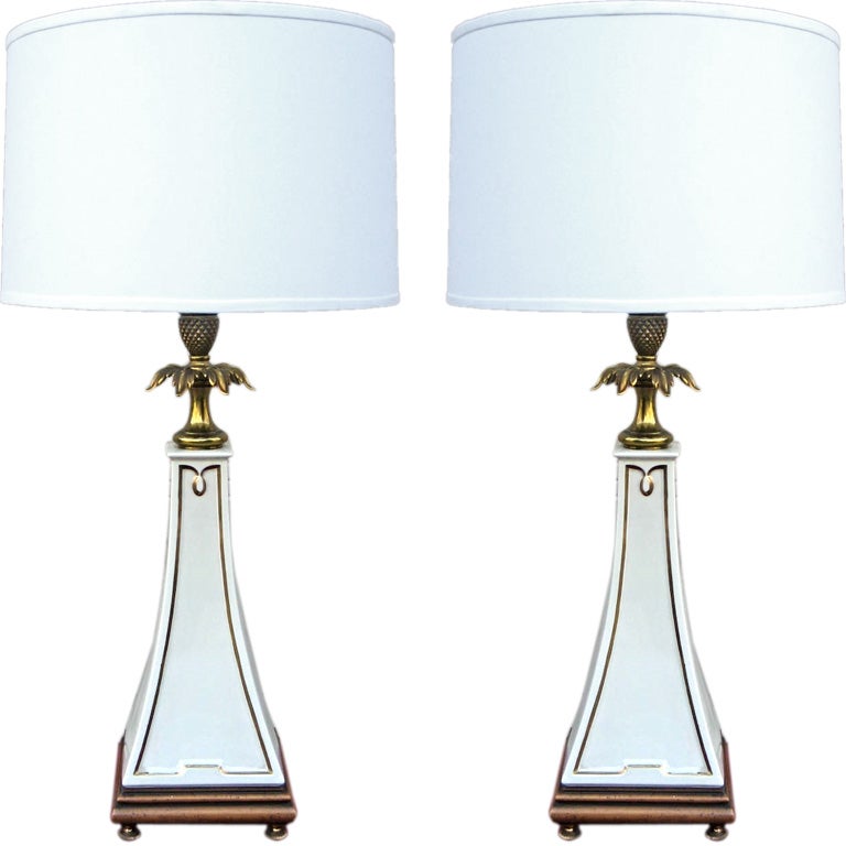 Pair of Obelisk form lamps with Lenox Diamond Obelisk Lamp | Table Lamps