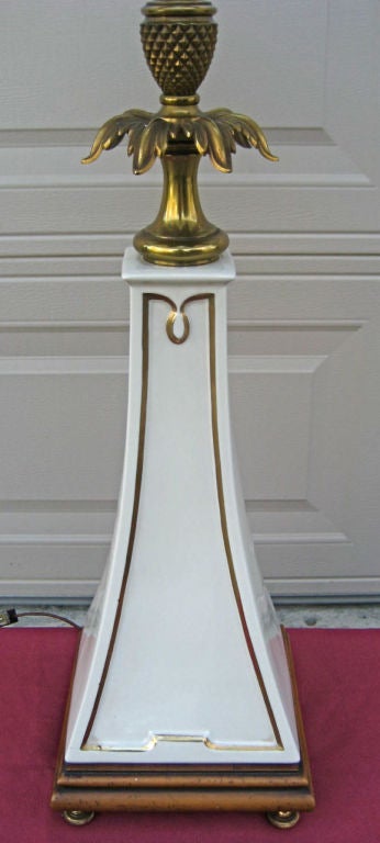 Pair of Obelisk form lamps with Lenox Porcelain bases by Stiffel