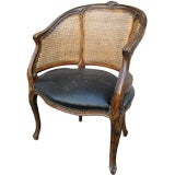 French Caned back Bergere with leather seat