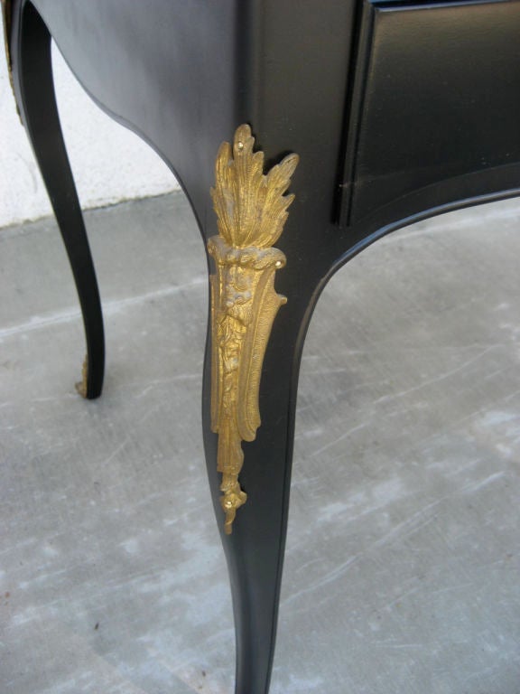 Ebonized Louis XV style Bureau Plat with Dore Bronze Ormolu 1