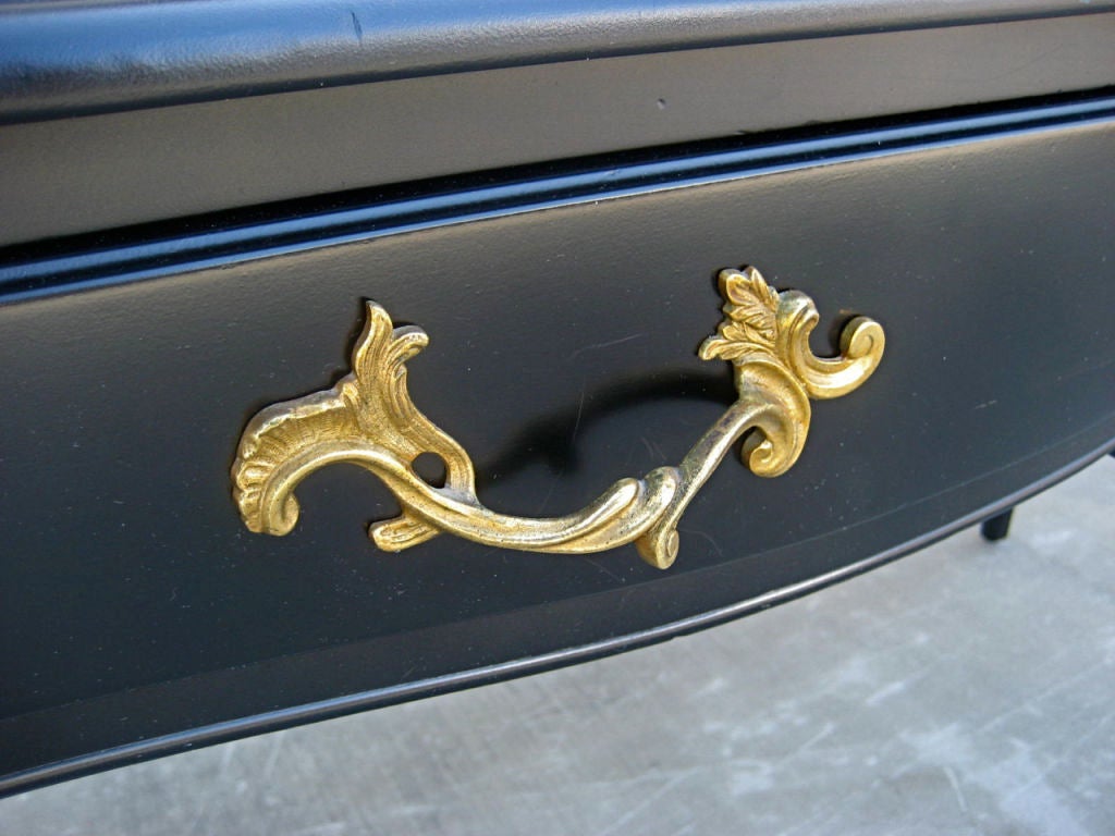 Italian Ebonized Louis XV style Bureau Plat with Dore Bronze Ormolu