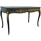 Ebonized Louis XV style Bureau Plat with Dore Bronze Ormolu