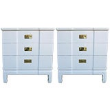 Pair of Bedside Chests in White Lacquer