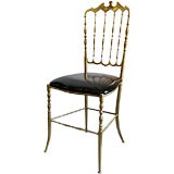 Vintage Brass Chiavari Chair with Black Patent leather seat