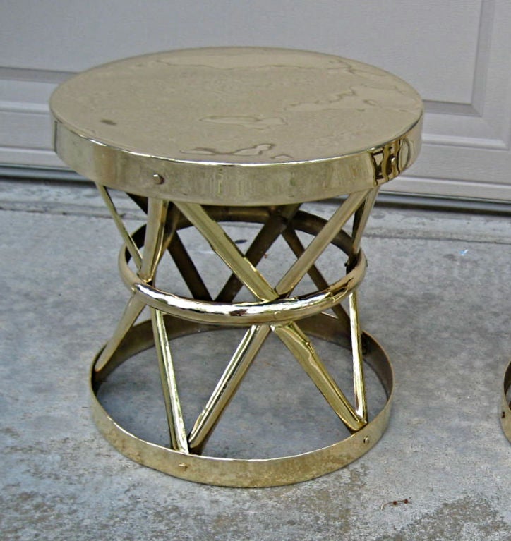 Pair of Polished Brass Stools