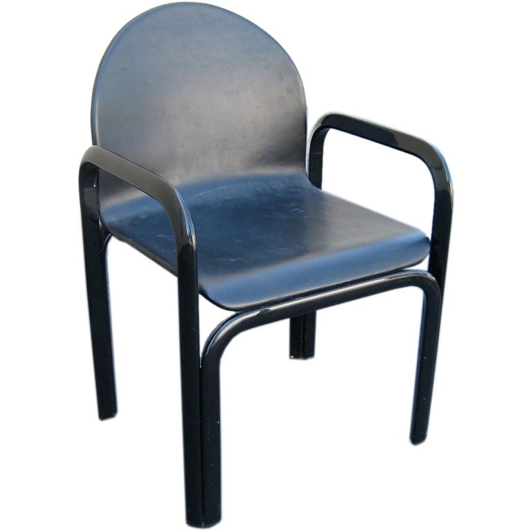 Armchair in Black Leather by Gae Aulenti for Knoll