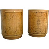 Pair of Olive Burl Drum Nightstands