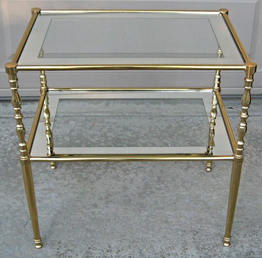 Two tiered brass side table with 2