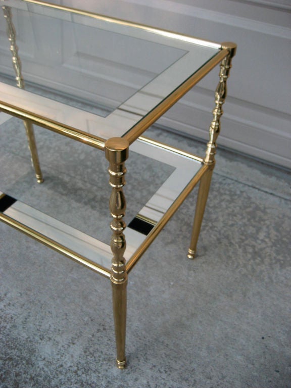Italian Brass Chiavari side table with Mirror border shelves