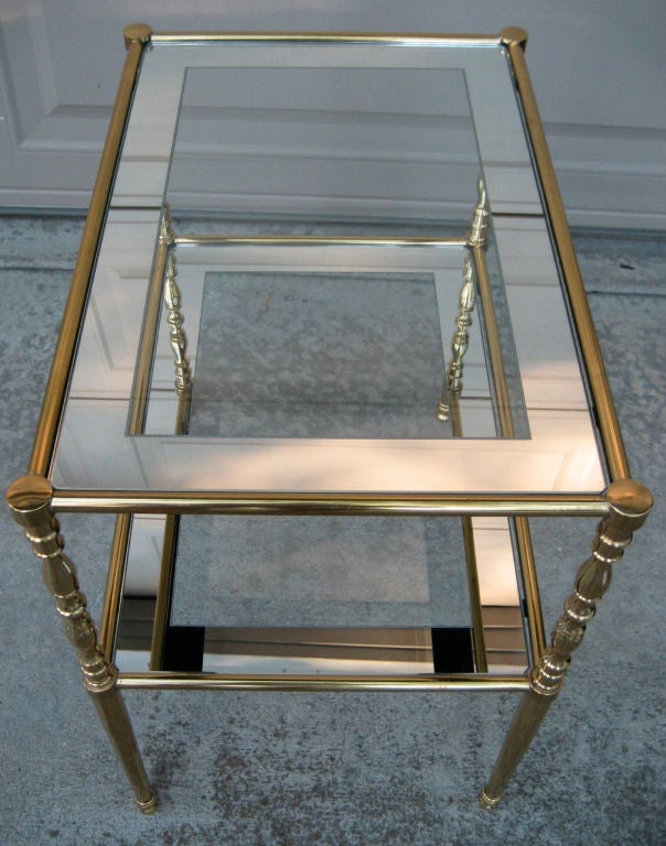 Mid-20th Century Brass Chiavari side table with Mirror border shelves